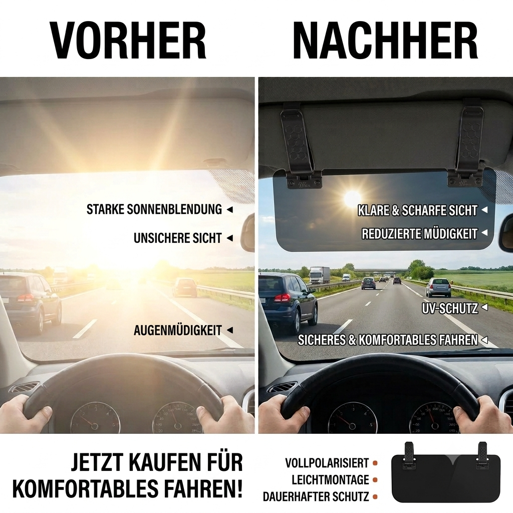 Auto-Sonnenblende 2-in-1 & Blendschutz Für Tag & Nacht